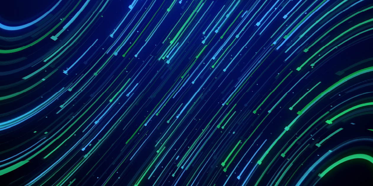 Image of green, blue and light blue fibers